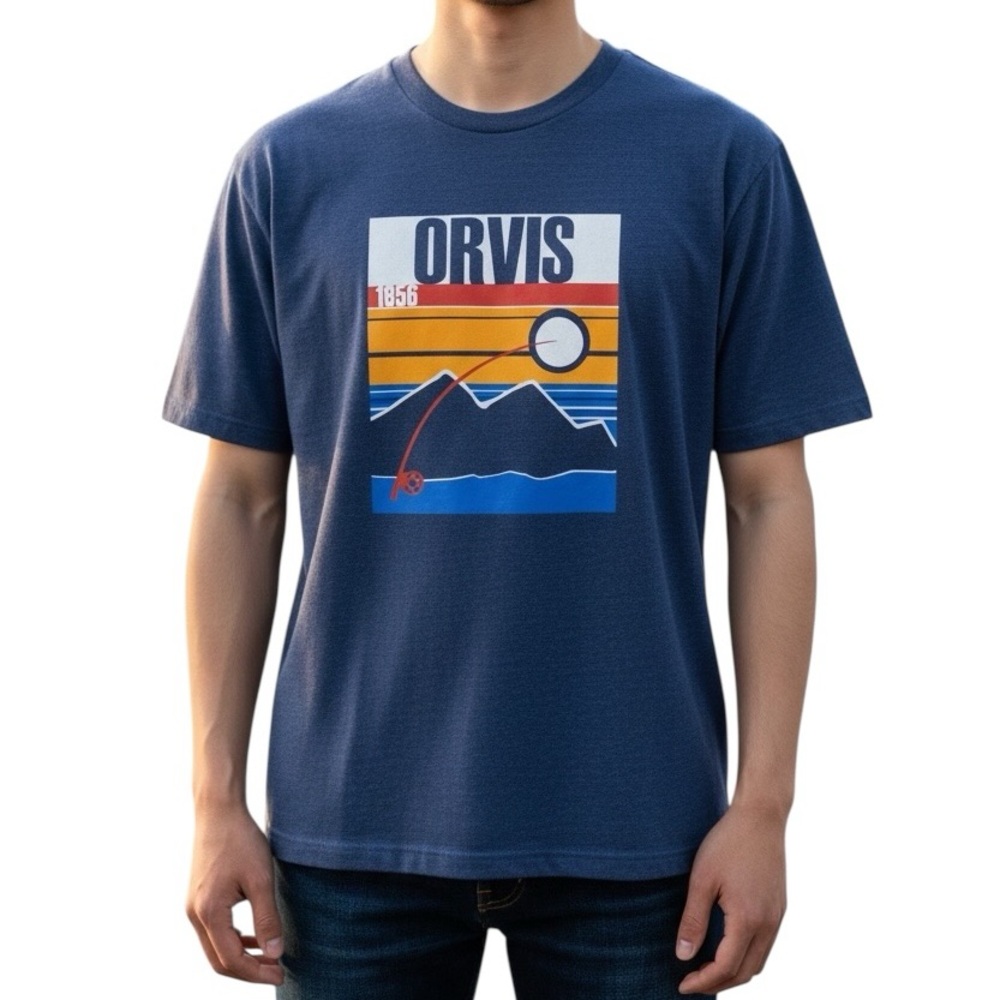 Orvis Men's Navy Tee with Colorful Graphic